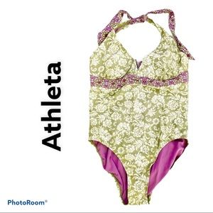 Athleta One Piece Floral Halter Swimsuit